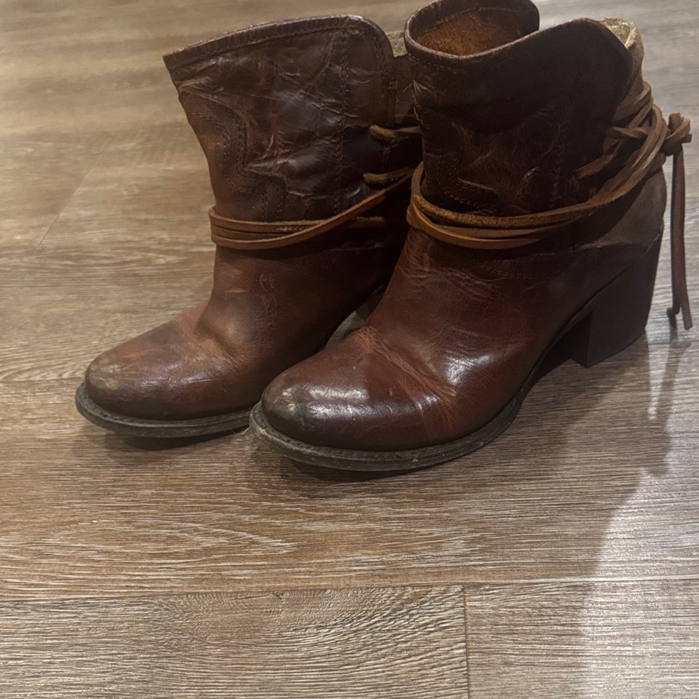 Freebird Distressed Brown Ankle Booties